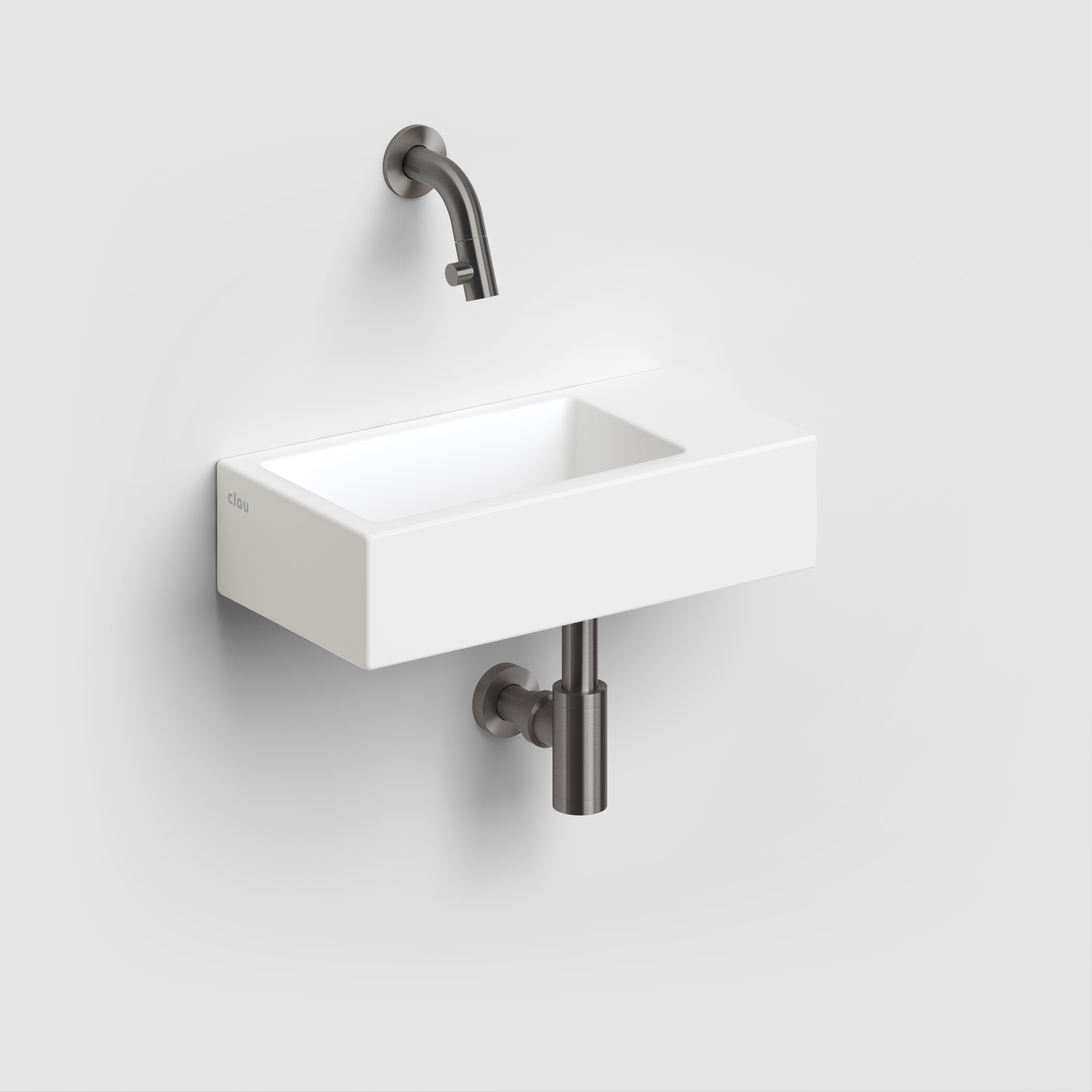 Clou Flush 3 fontein 36cm zonder kraangat rechts mat wit ker.